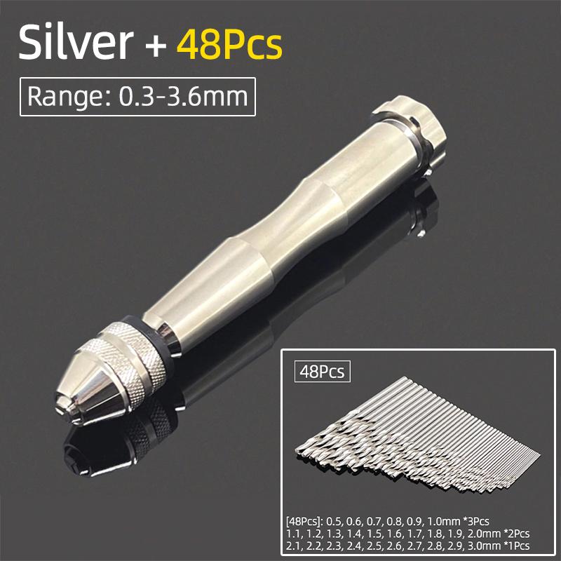 Mini Micro aluminiowa wiertarka ręczna 0.3-3.6mm z uchwytem bezkluczowym wiertła kręte HSS do biżuterii rzemieślniczej ręczne wiercenie narzędzia obrotowe