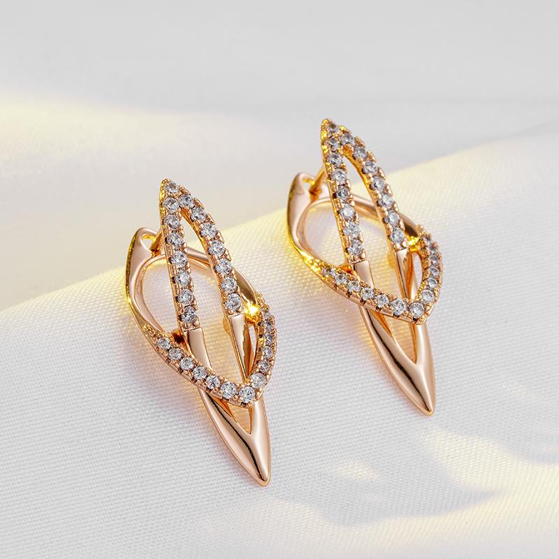 Sparking Micro-Set Natural Zircon Dangle Earrings For Women Fashion  Rose Gold Color Unique Design Daily Fine Jewelry
