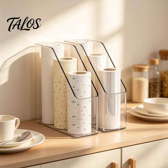 Durable Household Storage Kitchen Cling Film Organizer, Space Saving Box, Large Bedroom Organization Supplies Capacity Vertical Bin, for Food Foil And