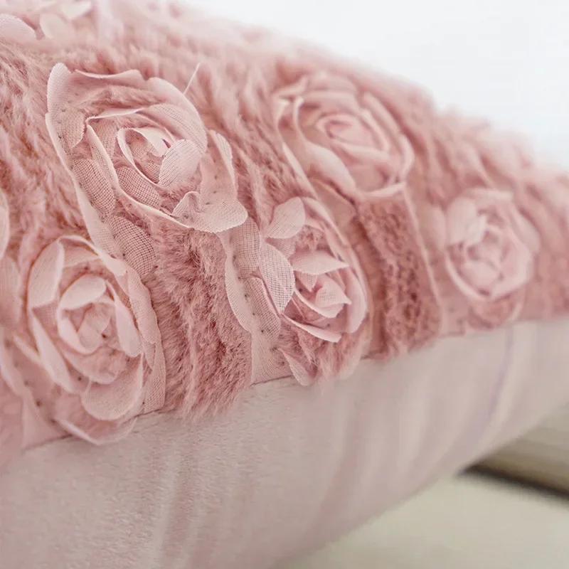 Plush Plaid Flower Pillowcase Solid Color Pillow Case Winter Throw Cushion Cover for Sofa and Bedside Cojines Decorativos