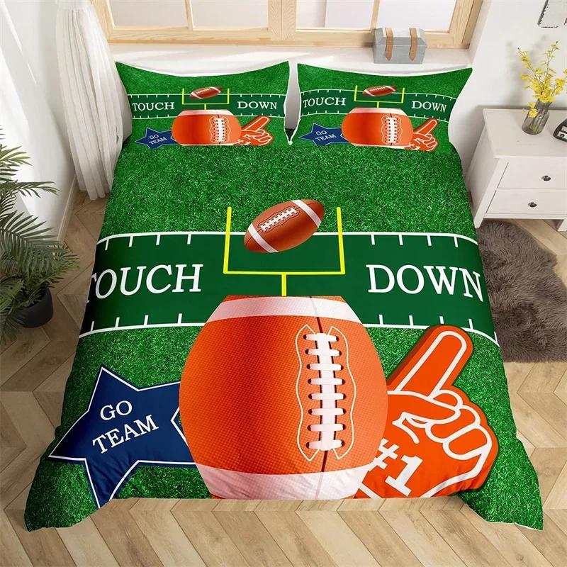 Boys Football Duvet Cover Set Microfiber 3D Soccer Comforter Cover Ball Sport Theme Bedding Set Single Twin King For Kids Teens