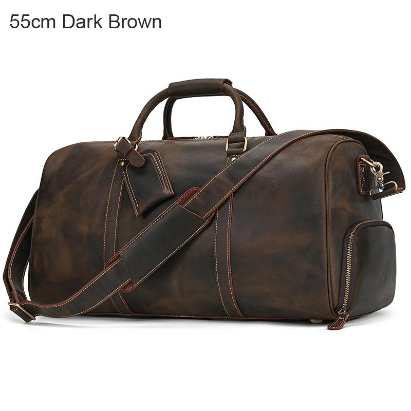 High Quality Men Leather Travel Duffle Bag Cow Leather Men's Weekender Bags Real Cowskin Leather Handbags For Travelling Outdoor