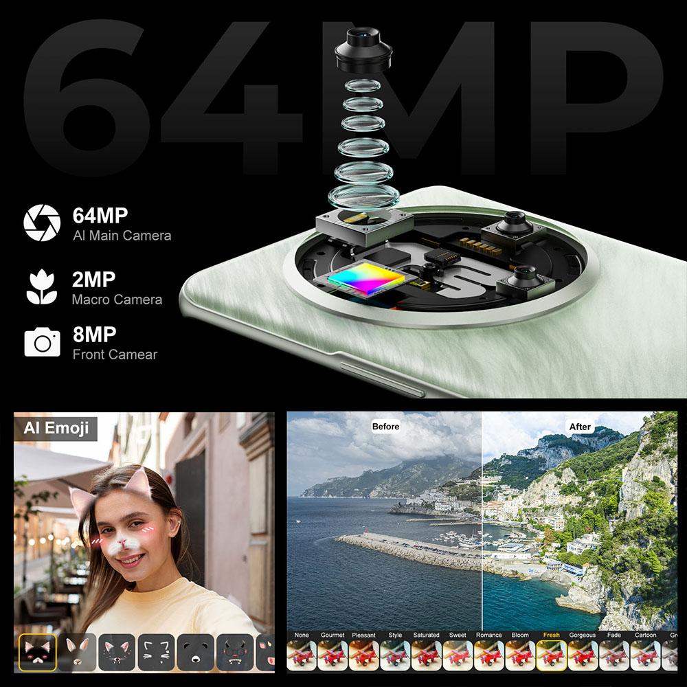 FOSSiBOT Smartphone S3 Pro 4G, Ecran AMOLED Curbat de 6,67", Ecran Spate de 1,09"