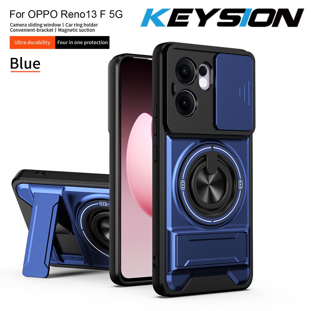 KEYSION Magnetic Phone Case for OPPO Reno13 Pro 5G Reno13 F 5G Slide Camera Protection Upright Kickstand Ring Shockproof Cover