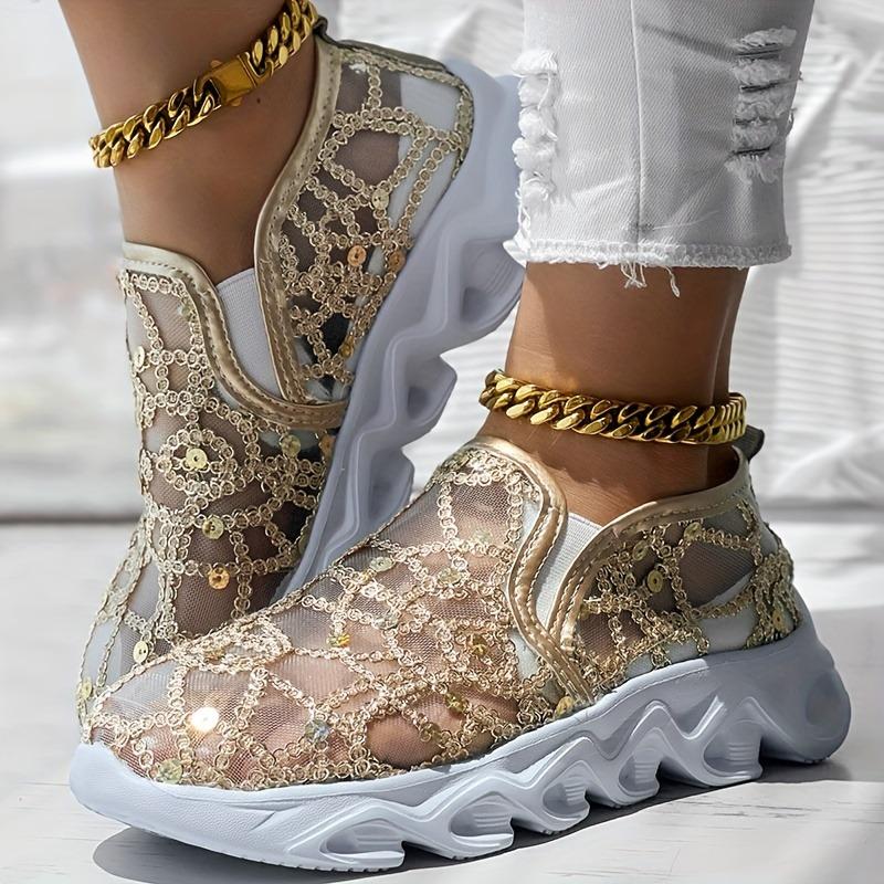 Summer Breathable, Perforated Mesh White Sneakers, Casual Boots, High-heeled, Comfortable, and Cake-soled Women's Shoes