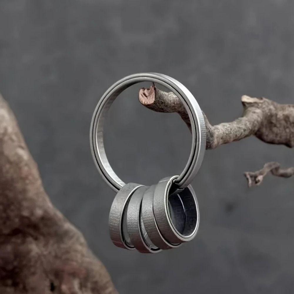4pcs Ultra-light Titanium Alloy Key Ring Metal Side Pushing Rings Creative Man Car Keychain  Gift