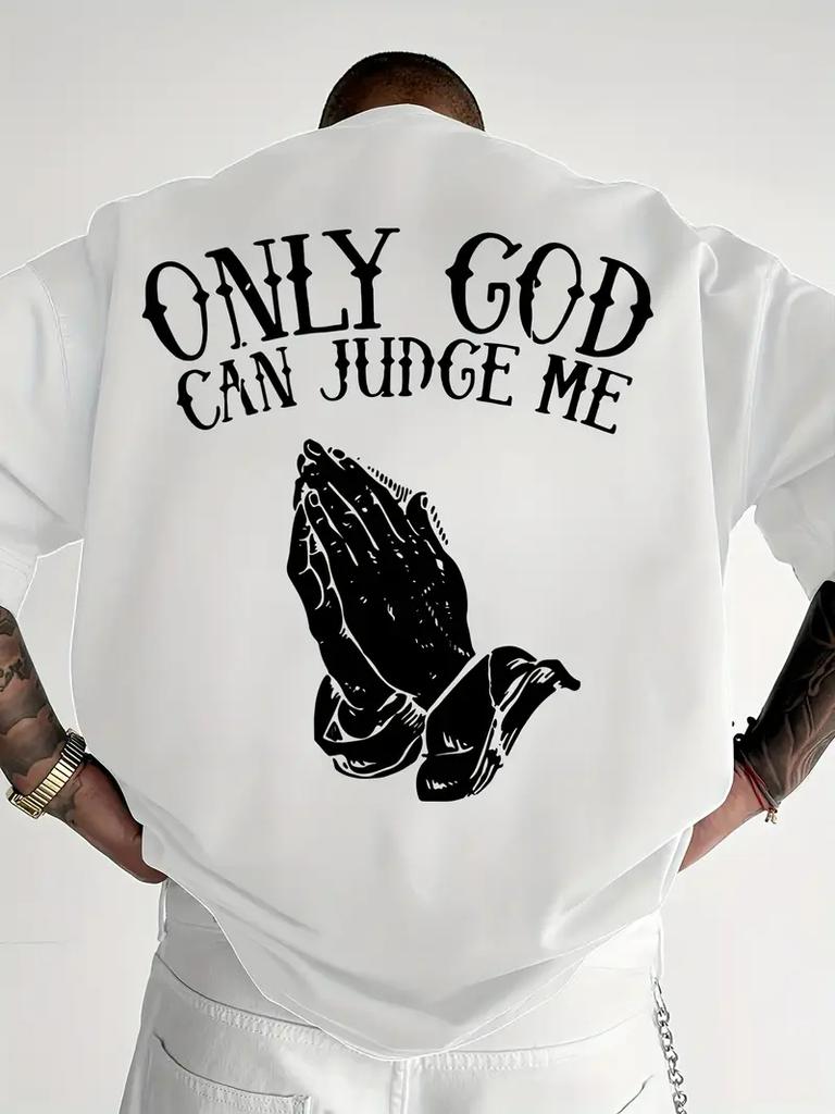 Men'S "Only God Can Judge Me" Graphic T-Shirt Casual Crew Neck Plus Size Short Sleeve TopSummer Outdoor Women's T-shirt Tops