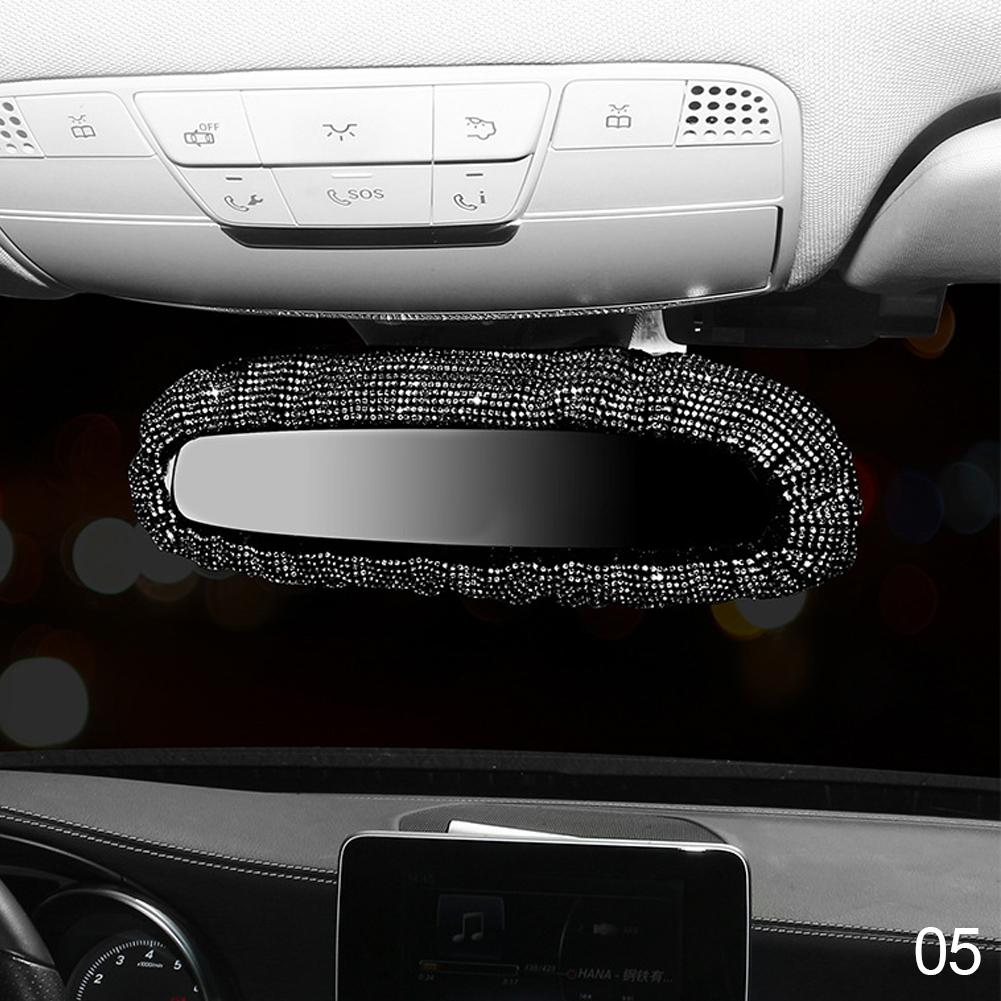 Bling Rhinestone Rear View Mirror Charming Car Rearview Mirror Cover With Crystal Diamonds Elastic Glitter Car Rear View