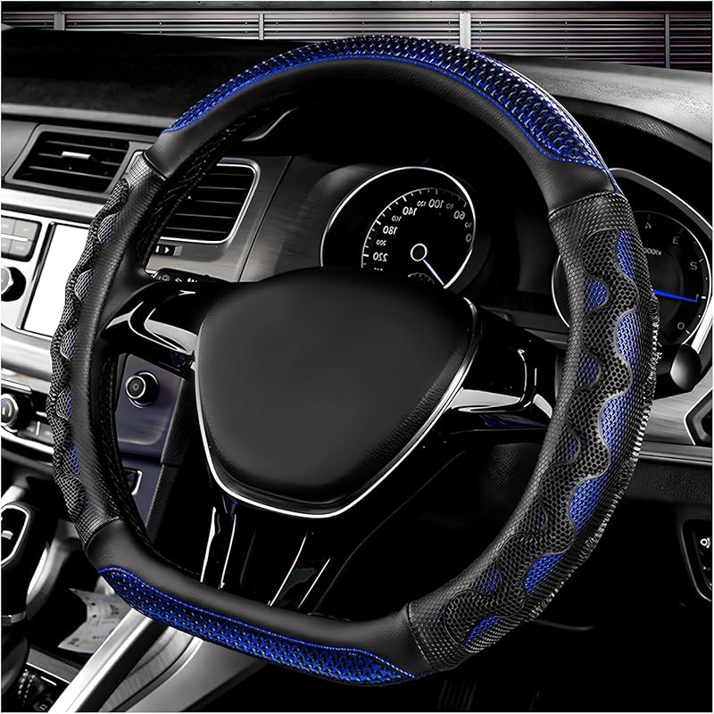 Car Steering Wheel Cover, 15 Inch Anti-Slip Steering Wheel Cover Protector With 3D Honeycomb Design, Universal Steering Wheel Covers For Cars Truck