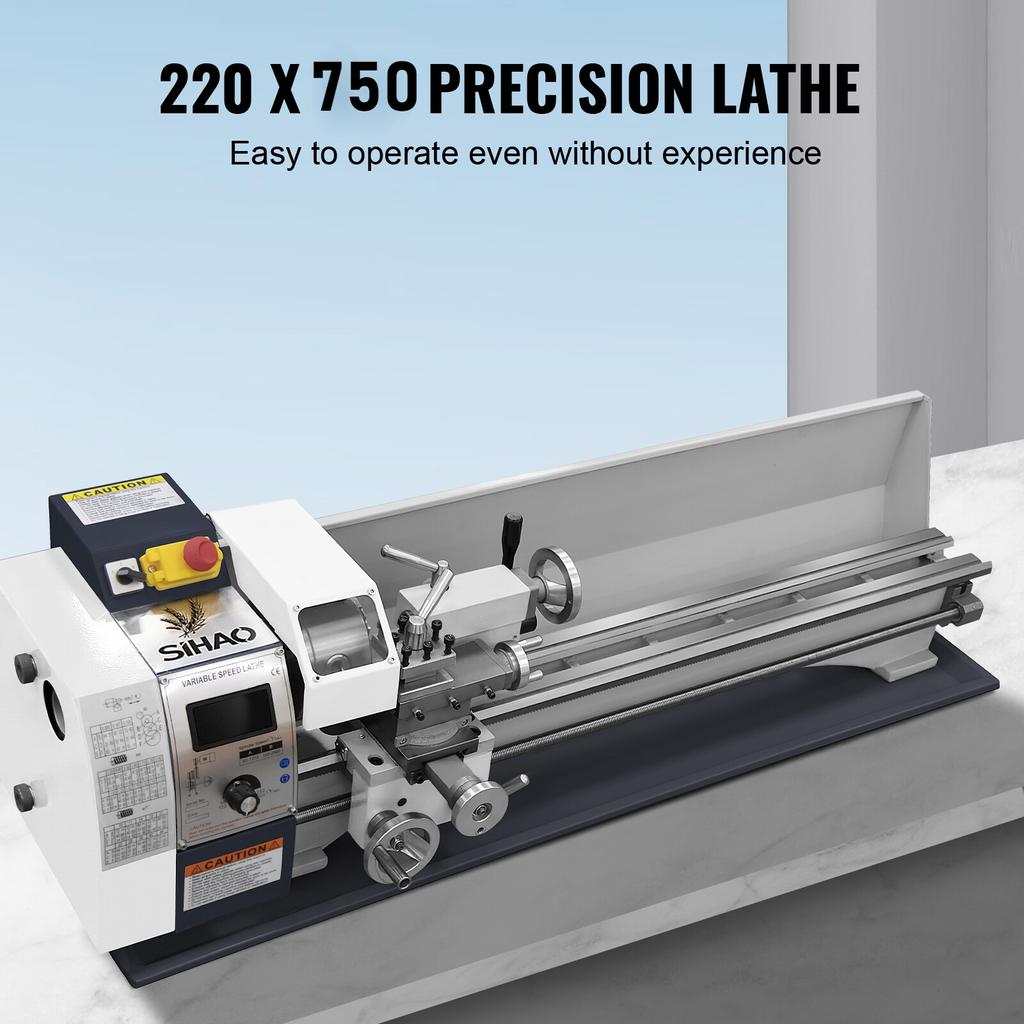 Metal Lathe 220x750mm, Precision Mini Metal Lathe 1500W Variable Speed, Mini Lathe Precision Bench Top Metal Working Lath