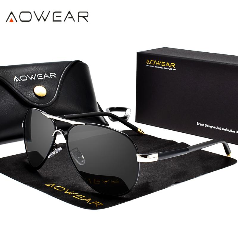 AOWEAR Męskie Okulary Lotnicze Męskie Polaryzacyjne Lustrzane Okulary Przeciwsłoneczne dla Mężczyzny HD Jazda Pilot Okulary Przeciwsłoneczne lunettes de soleil homme