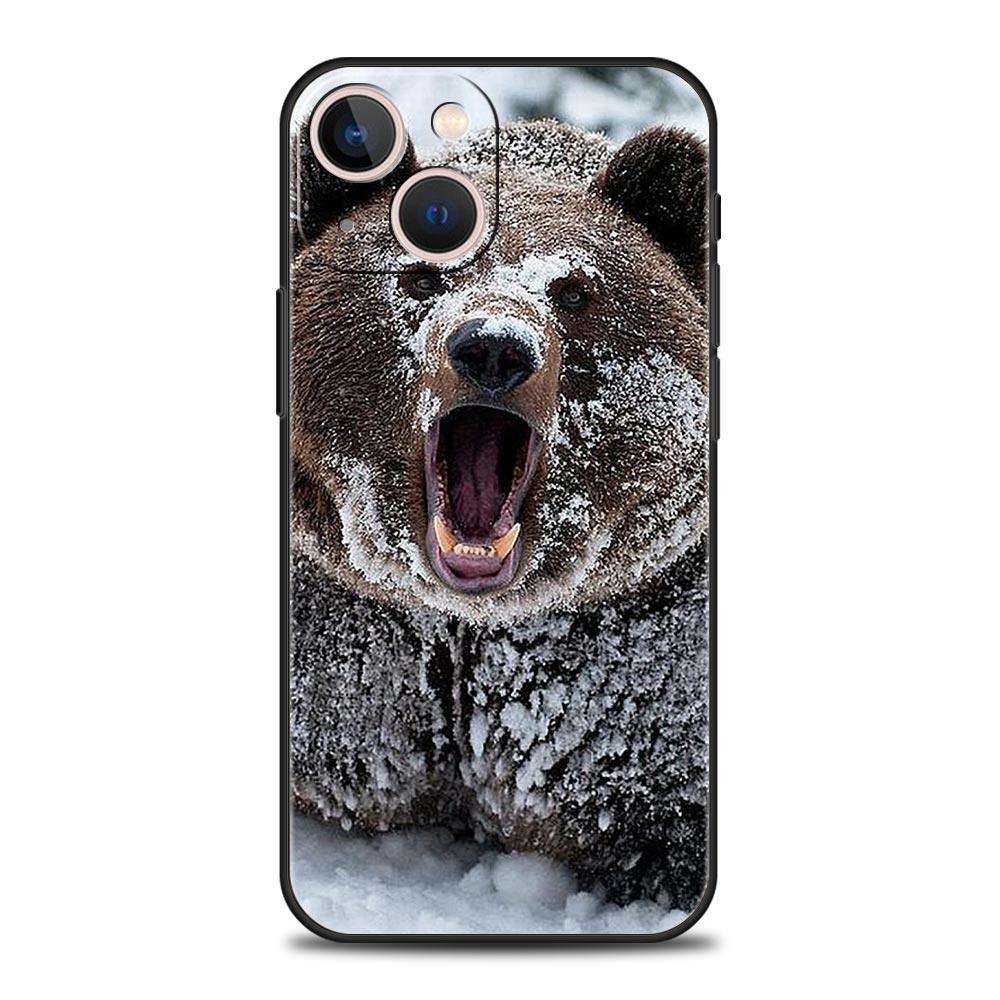 Lustige Just Relax Brown Bear Luxus-Telefonhülle für iPhone 13 15 14 12 11 Pro MAX XR X SE XS 7 8 Plus Weiche schwarze Silikonhülle