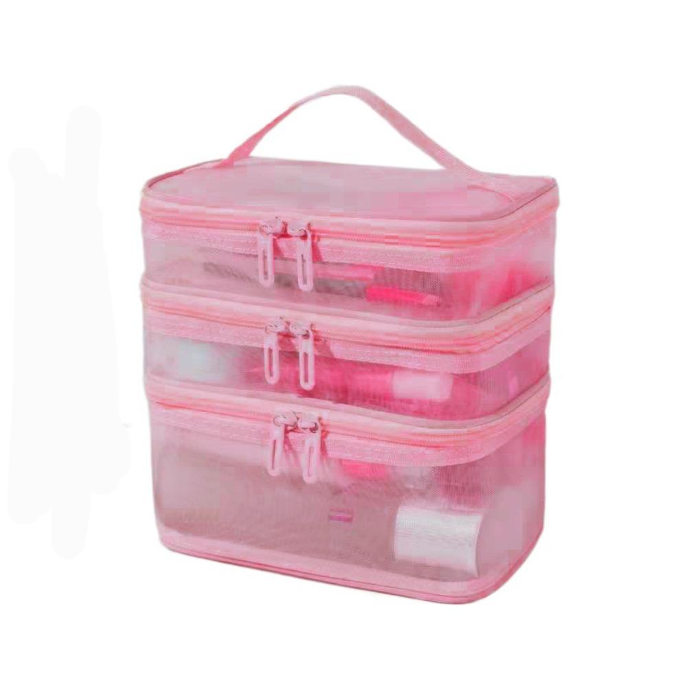 Transparent Mesh Travel Cosmetic Bag Large Capacity Storage Makeup Organizer Bag 2/3 layer Toiletry Bag Cosmetic Storage