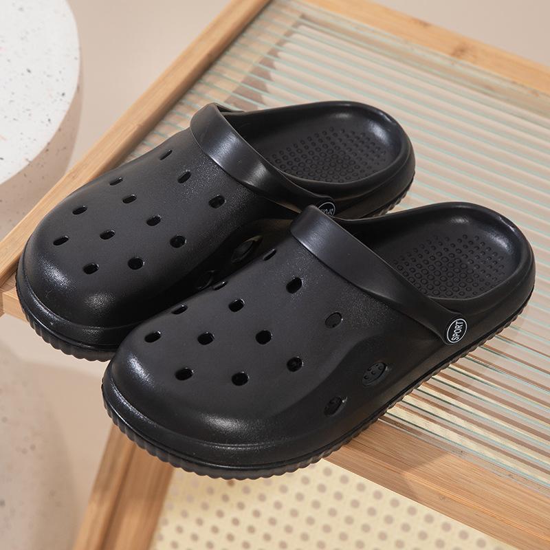 

Обувь с отверстиями одного размера мужская летняя новая уличная сумка на голову пара нескользящая и ощущение дерьма женская обувь 45 чёрный