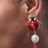 Cercei Stud Gărgăriță Metalici cu Ulei Colorat Curge pentru Femei Design Personalitate Fete Cercei cu Pandantiv Imitatie Perle Bijuterii