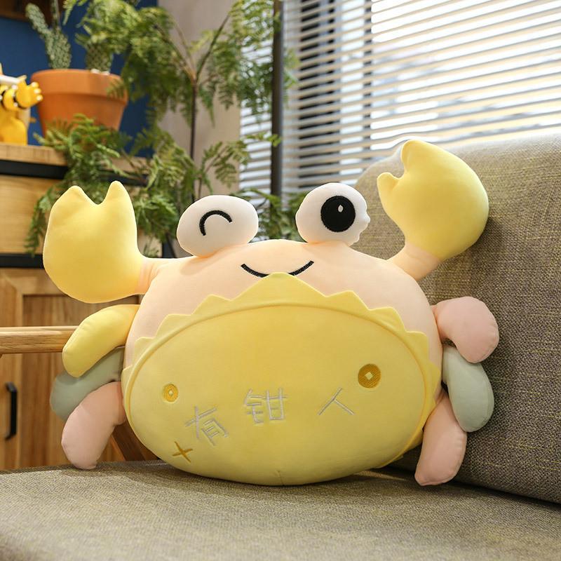 Adorable Cartoon Crab Plush Toy Stuffed Animal Pillow Down Cotton Cushion