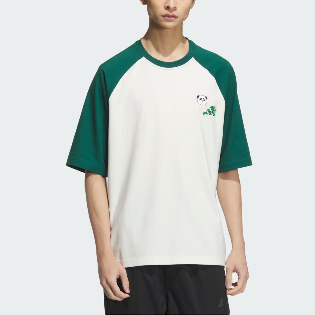 Adidas Graphic Raglan T-Shirt Comfortable Sports Casual Loose Short Sleeve Round Neck T-Shirt Men Tops Han-Jade-White Forest-Green KC3370