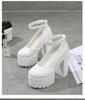 Women Slingback Pumps 15CM High Heel Waterproof Platform Peep Toe Shoes Chunky Block Heel Sandals
