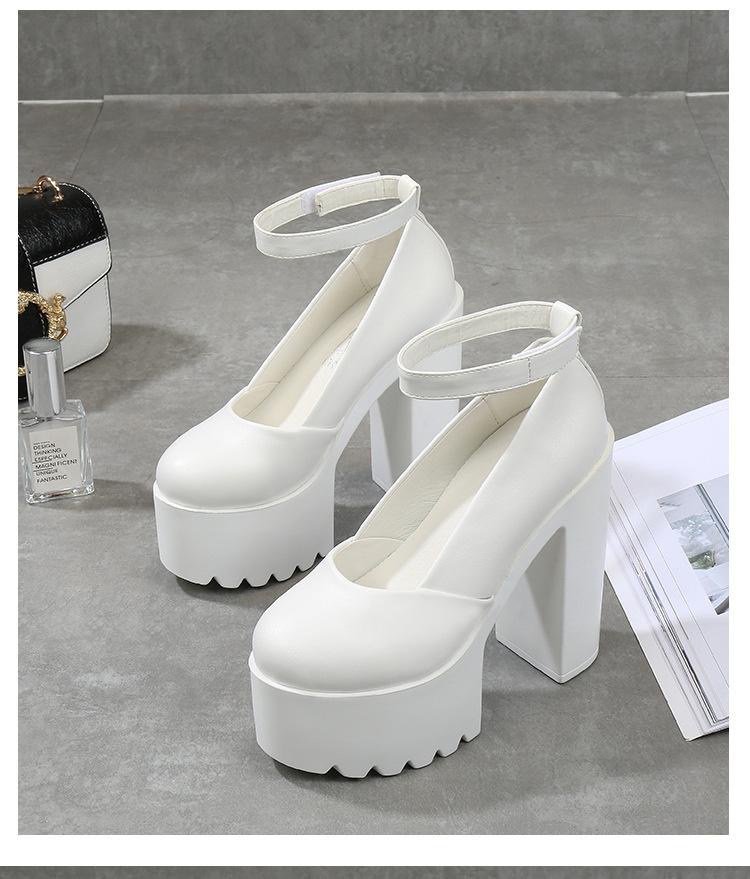 Women Slingback Pumps 15CM High Heel Waterproof Platform Peep Toe Shoes Chunky Block Heel Sandals