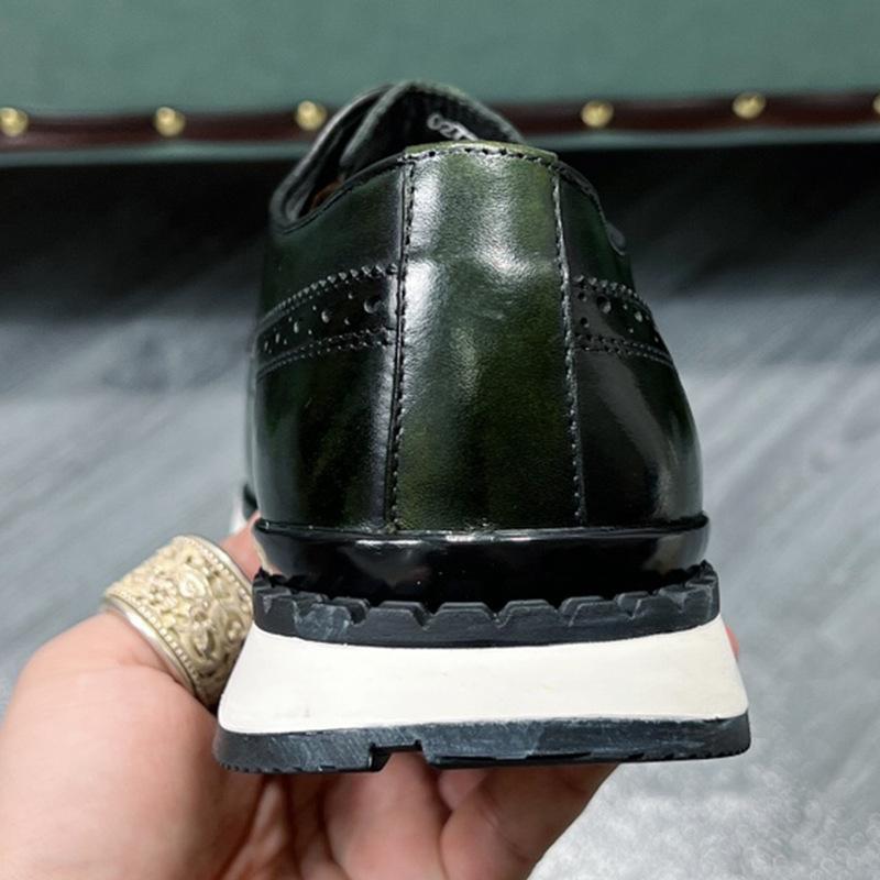 Fashion Spring Casual Shoes Men's Genuine Leather Anti-skid Sports Shoes Outdoor Walking Shoes Classic Pointed Breathable Leather Shoes