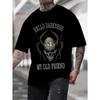 European Size 3D Printed Plus-Size Men's T-Shirt, Trendy Dark Style, Eye-Catching Skull, A Must-Have, PLUS SIZE