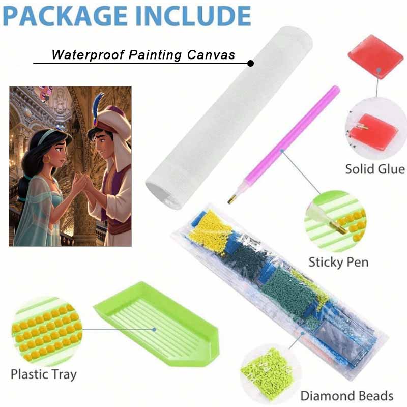 Disney Diamond Painting 5D DIY Aladdin Jasmine Diamond Painting Art Diamond Painting Kit Adult/Beginner Gift Idea Home Decor