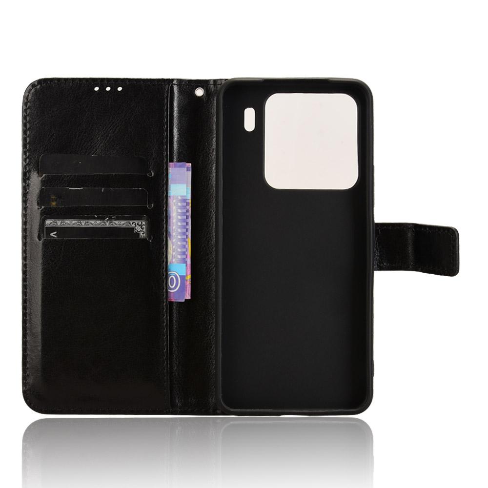 

For Xiaomi 15 Pro Case Crazy Horse Texture PU Leather Phone Wallet Cover Brown