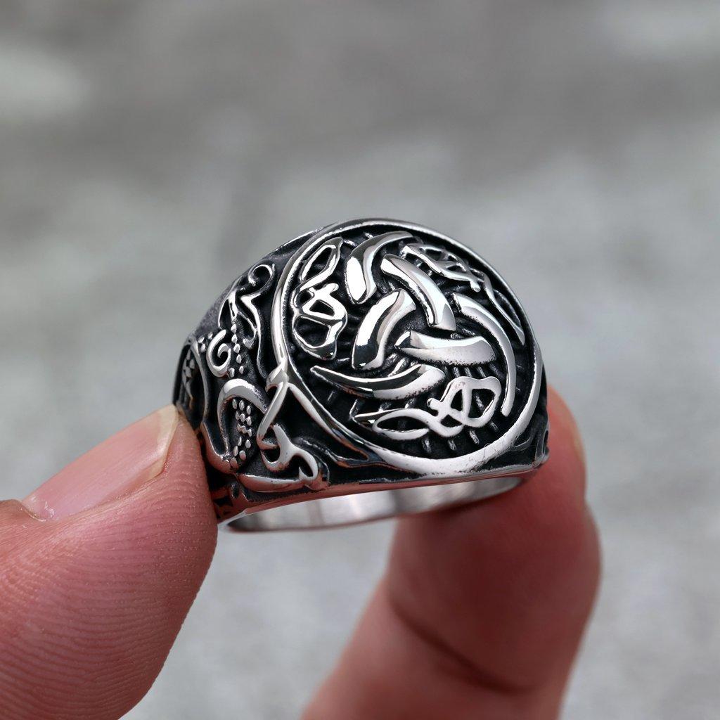 Vintage Solid Stainless Steel Men's Ring Viking Celtic Knot Design Band