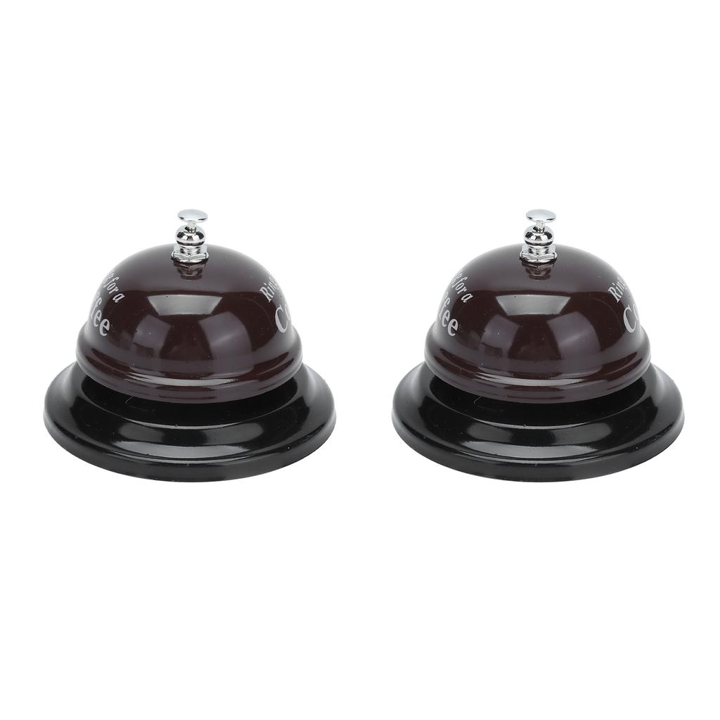 2Pcs Service Bell Exquisite Clear Sound Classic Shape Polishing Glossy Nonslip Base Call Bell for Hotel Restaurant