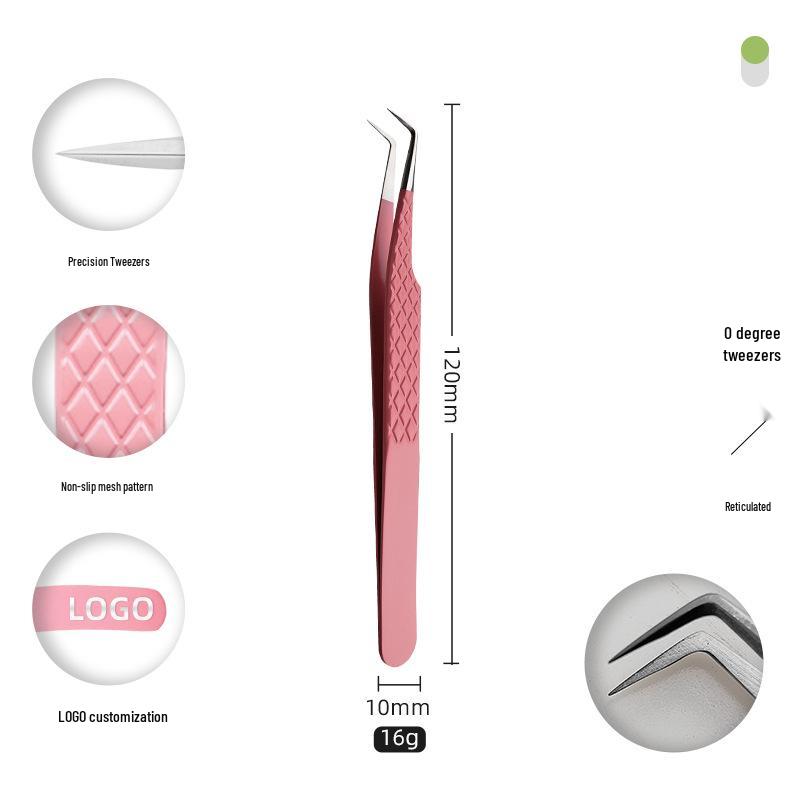 Golden Feather Stainless Steel Eyelash Tweezers for Grafting and Extensions