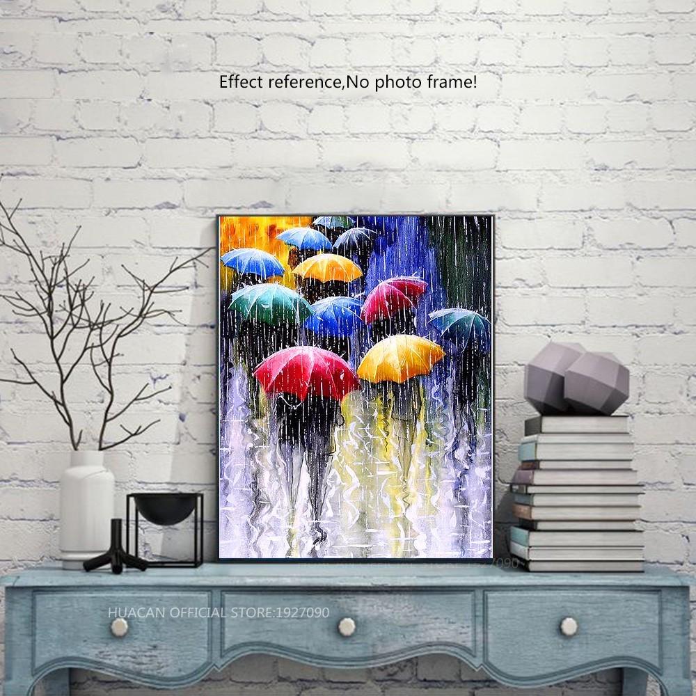 huacan Pełne wiertło kwadratowe 5D DIY diamentowe malowanie uliczny haft diamentowy parasol przeciwdeszczowy obraz Rhinestone