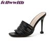 Fashion Blue Narrow Band Women Slipper Square Toe Concise Summer Concise Sexy Fashion Sandals Fashion Modern Unique Daily Shoes