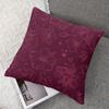 Burgundy Blooms Square Jacquard Pillow Cover for Sofa Office Waist Cushion Cover Home Decorative Pillowcase
