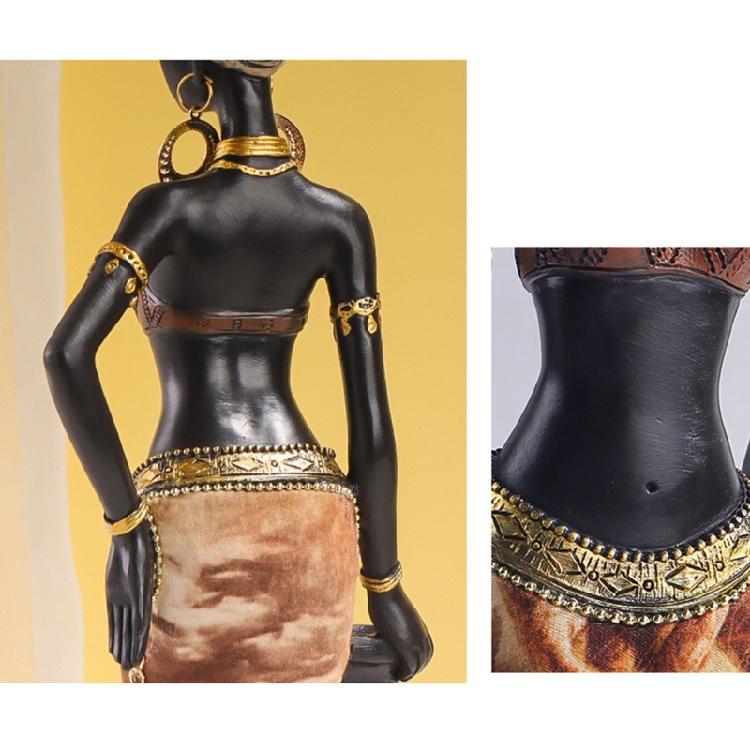 Africká dáma Pryskyřičná socha Etnické kmenové ženské sošky Exotická figurka Stolní dekorace pro domov, kancelář, obývací pokoj