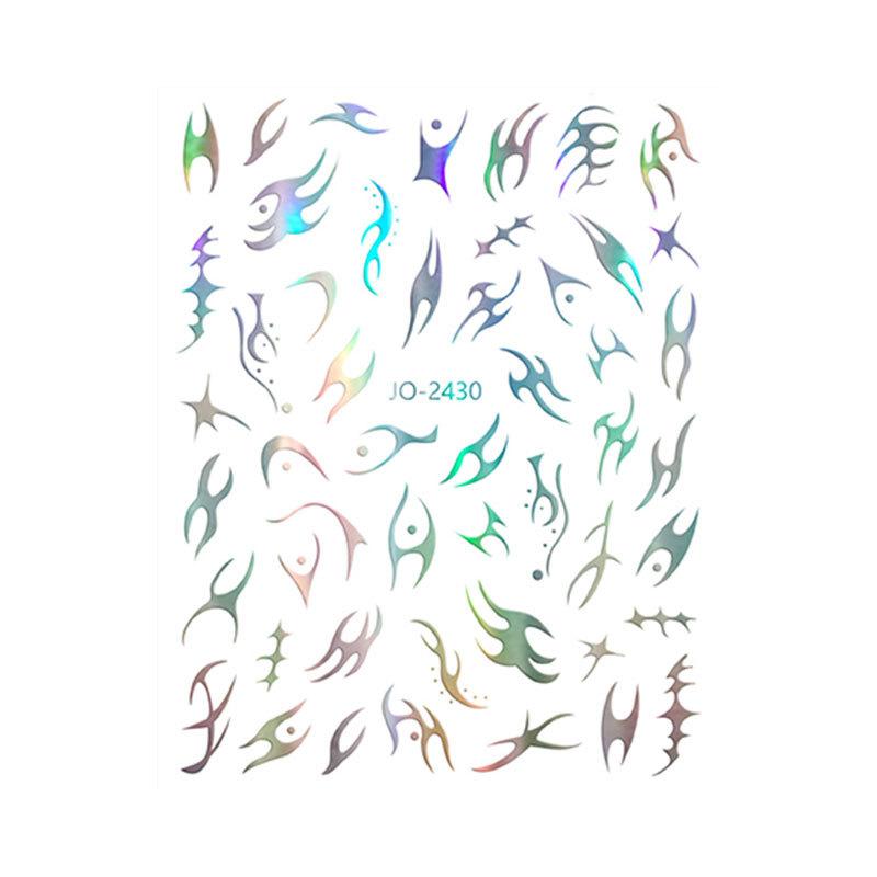 Mirror Thorns Flame Manicure Sticker Hot Gold And Silver Aurora Irregular Metal Nail Sticker Ornament