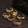 Medieval French Retro Nine Purple Off Fire High-End Purple Zir*****Pen Ring Wheat Ear Flower Accessories Women