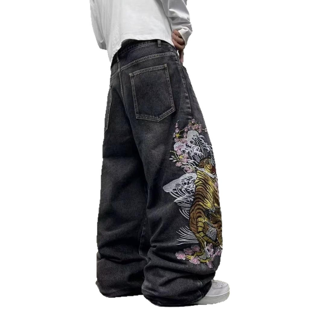 European and American new casual men's casual loose wide-leg jeans