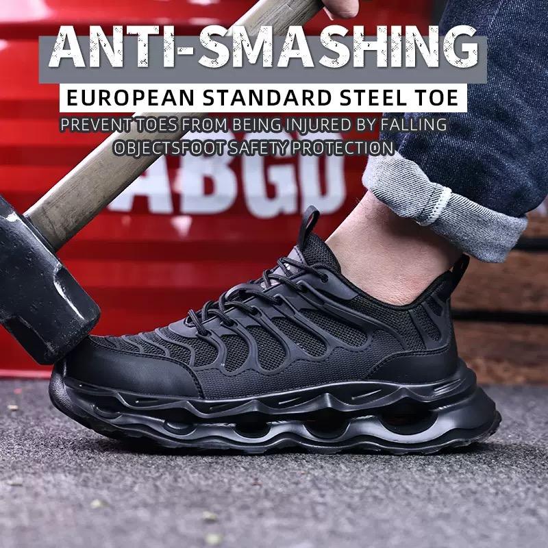 Atmungsaktive Herrenschuhe Anti-Quetsch- und Durchstichschutz Herren Stahlkappe Sicherheitsschuhe Sommer Leichte Schutz-Arbeitsschuhe