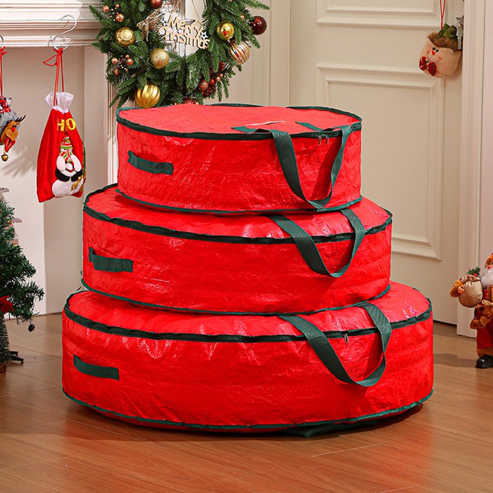 Aufbewahrungstasche mit großem Fassungsvermögen für Weihnachtsbaum/Dekoration/Kranz, runder Reißverschluss, staubdicht, wasserabweisend, Organizer