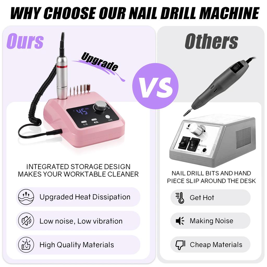 45000RPM Electric Nail Drill Machine for Nail Electric File Manicure Machine Nail Sander Portable Professional Nail Lathe Sander