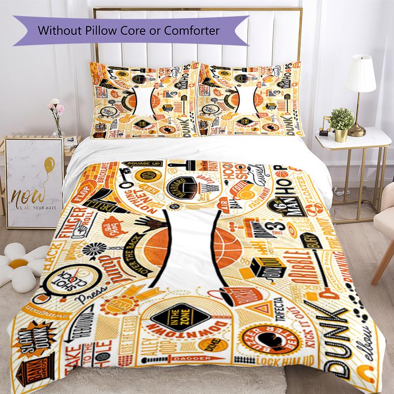 3pcs Basketball Bedding Set Duvet Cover Closure Includes 1 Duvet Cover & 2 Pillowcases, Soft and Comfortable for All Seasons.