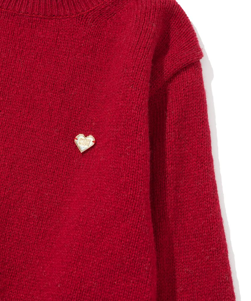 KNITTED (W) Shaggy Dog 100% Wool Round Knit Red