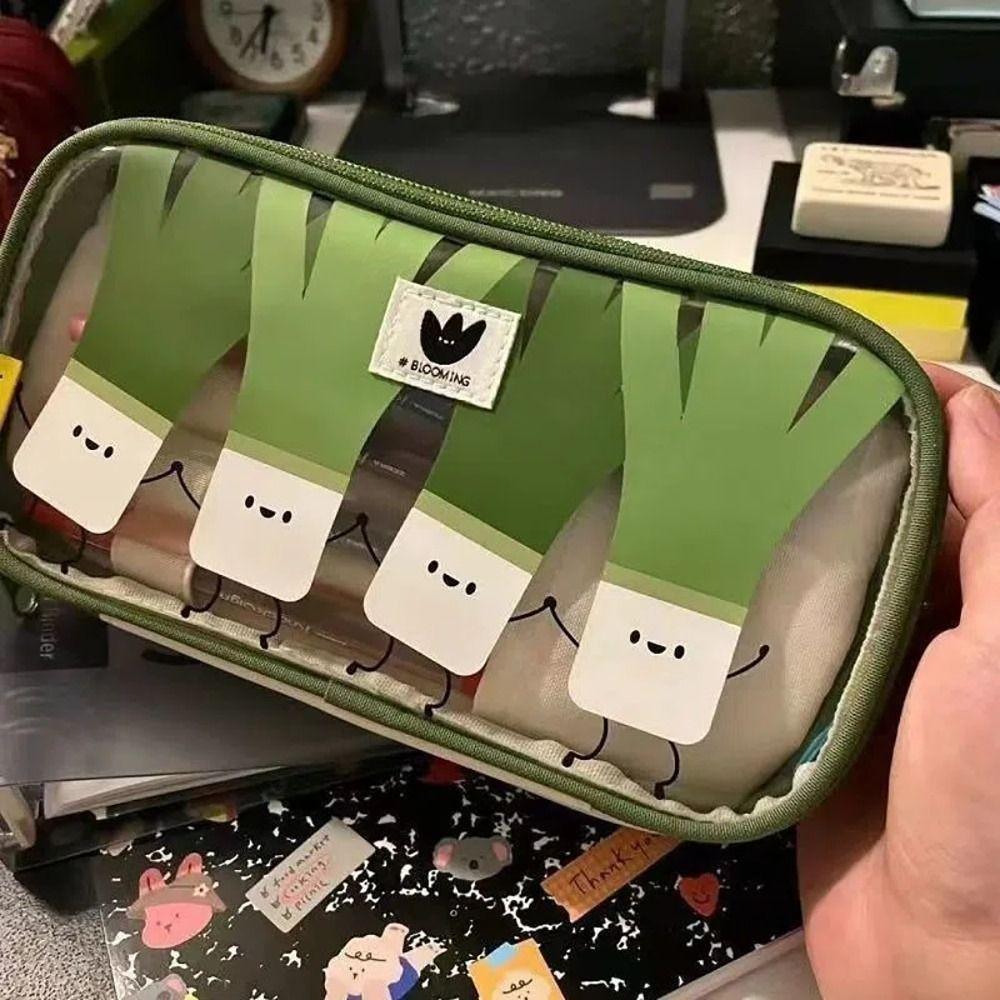 

Multi-functional Pen Bag 2 Layers Pencil Box Simple Pencil Case for Student Gift прозорий