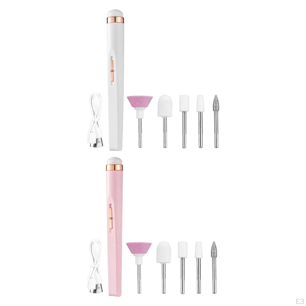 Electric Nail Drill File Set Compact with 5 Bits for Acrylic Gel Nails Portable