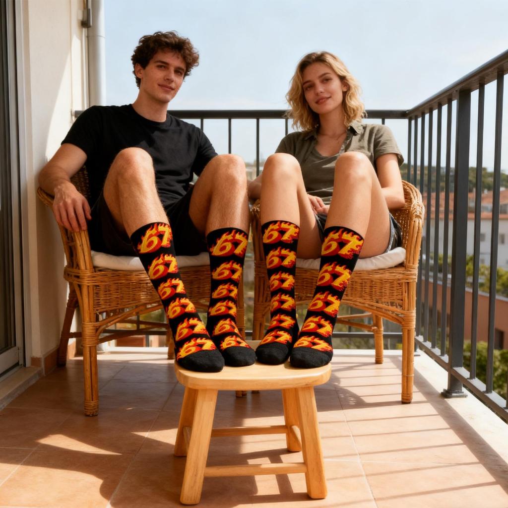 Sports Socks Fun Unisex Funny Apparel Accessories Fun Six Seven Sock For Daily Commuting Walking Outdoor Cycling Skiing Hiking