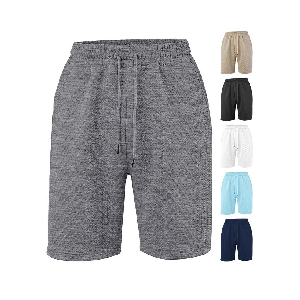 Herren-Shorts in Übergröße für den Sommer, Lässige Passform, Atmungsaktiv, Leicht dehnbar, Tunnelzugbund, Gerades Bein, Jacquard-Stoff