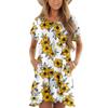 Women's Fashion Casual Round Neck Short Sleeve Ruffled Vintage Printed Dresses