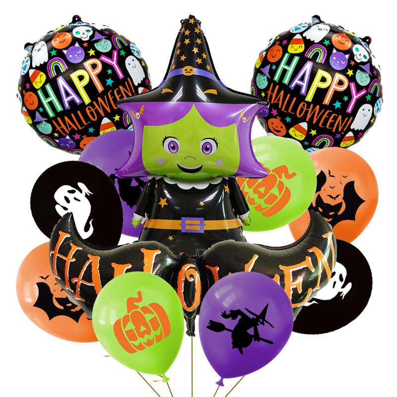 Halloween Ghost Witch Bat Pumpkin Foil Balloon Set