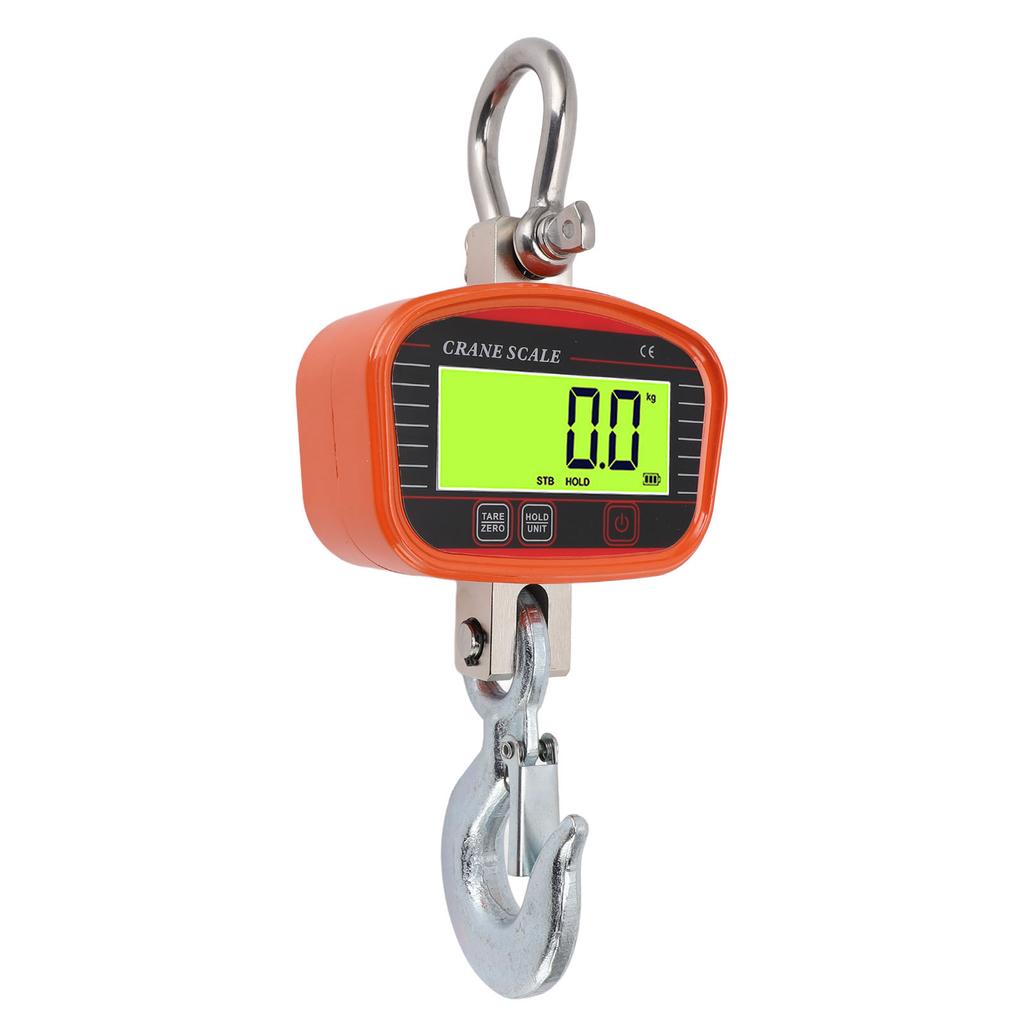 Digital Crane Scale 2000kg LCD Display Heavy Duty Industrial Hanging Scale with Remote Control for Farm Factory Orange