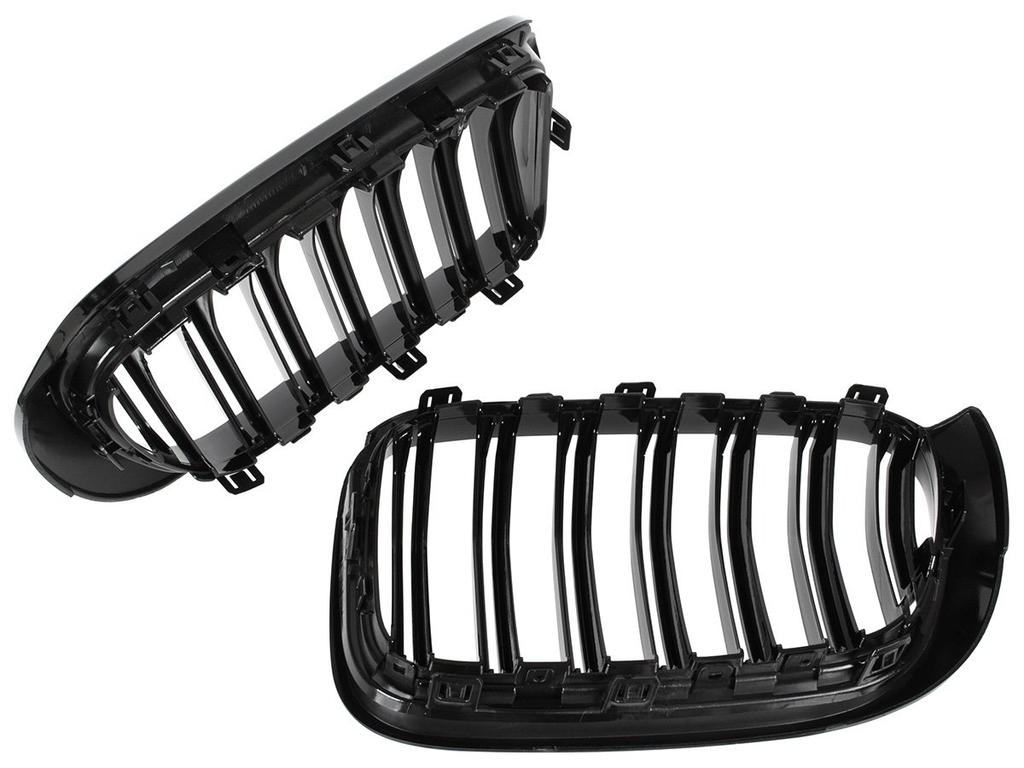 BMW X3 F25 14-17 griglie tra i fari (reni) set sinistra + destra DOPPIA BARRA NERA LUCIDA